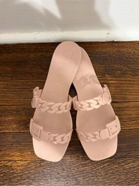Gucci Chain Slide Sandals Blush Pink Rubber | Size 37